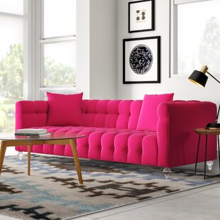 Deep pink shop velvet sofa